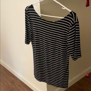 Black and white shirt high front low back